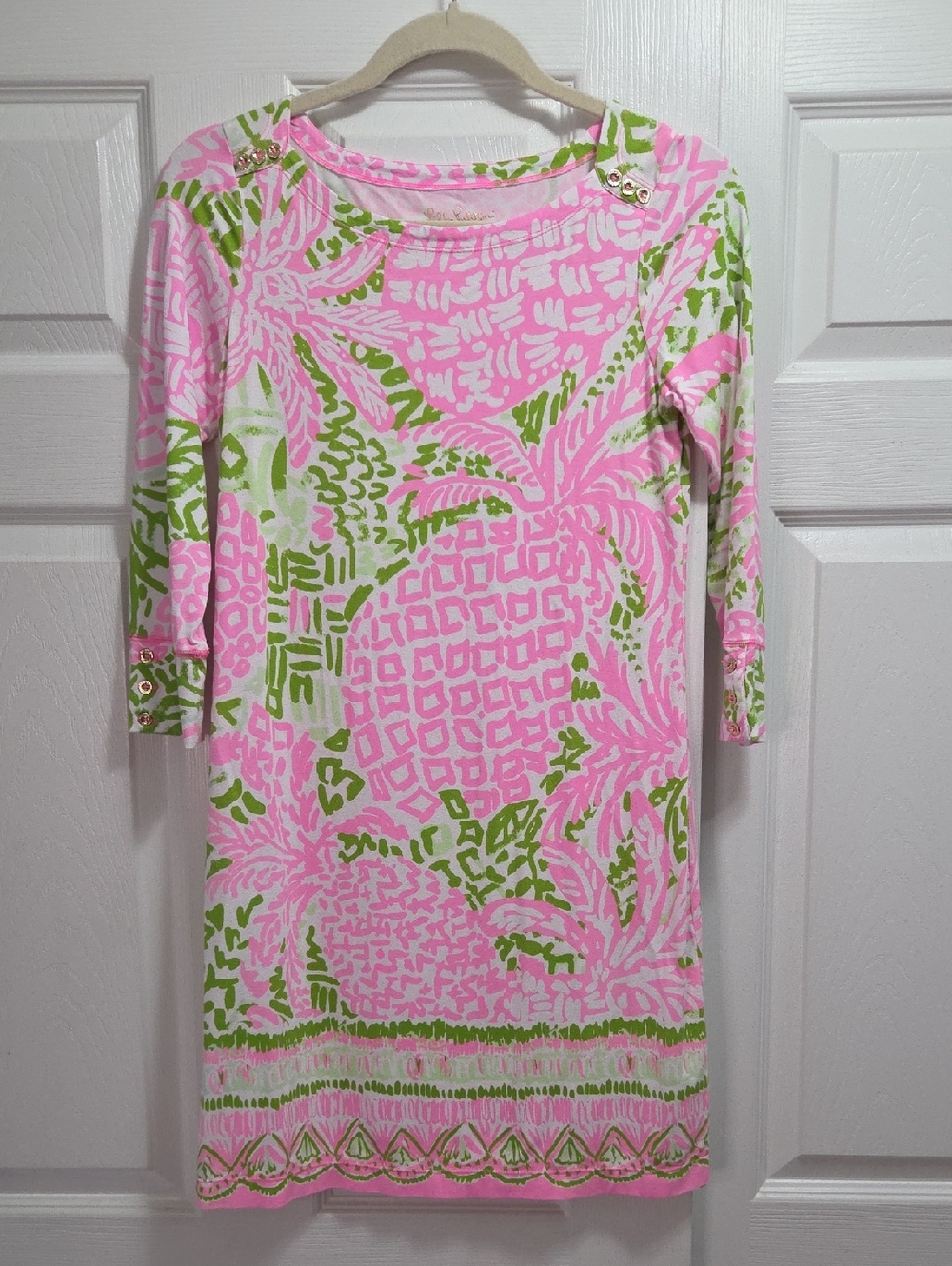 Lilly Pulitzer Pink & Green Tropical Print Dress